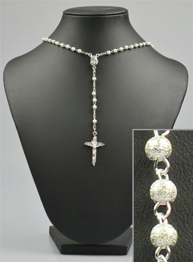 Chapelet en Argent Massif 925/1000 - Grains Sablés 4mm (pic 2)