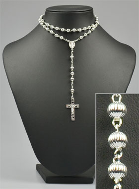 Chapelet en Argent Massif 925/1000 - Grains Striés 5mm (pic 2)