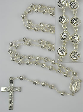 Chapelet en Argent Massif 925/1000 - Grains Brillant 6mm (pic 1)