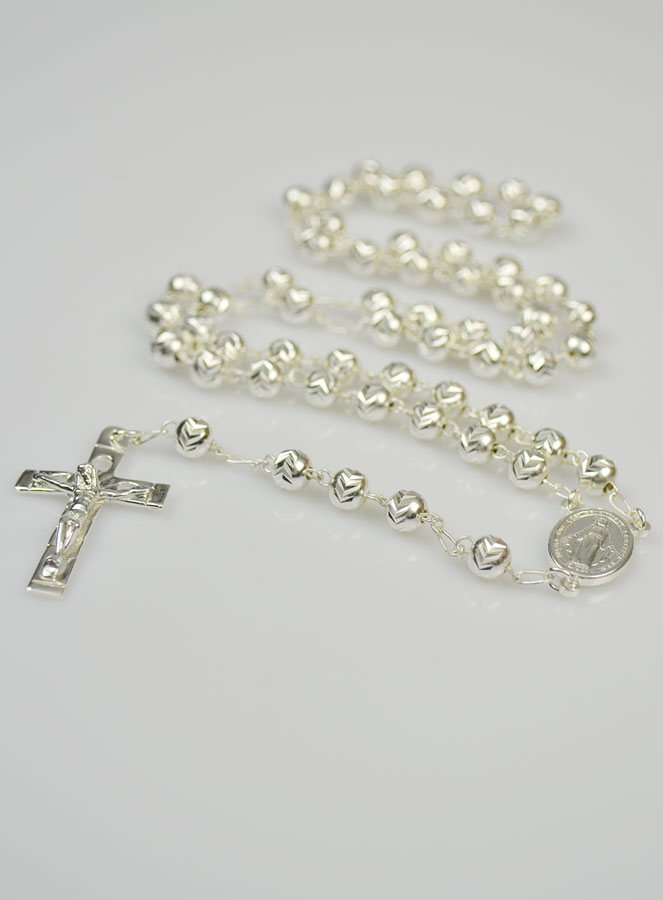 Chapelet en Argent Massif 925/1000 - Grains Brillant 6mm (pic 2)