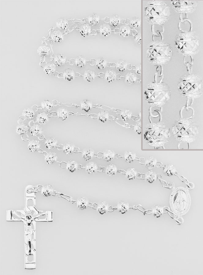 Chapelet en Argent Massif 925/1000 - Grains Brillant 4mm (pic 1)