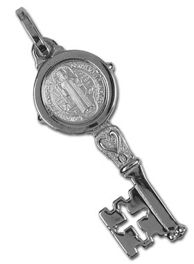 Médaille Clé de Saint Benoit en Argent Massif - 23 mm (pic 1)