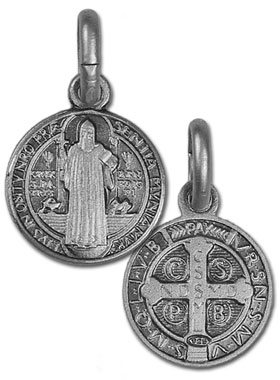 Médaille de Saint Benoit en Argent 925/1000 - 10mm (pic 1)