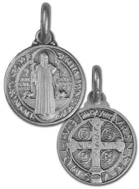 Médaille de Saint Benoit en Argent 925/1000 - 14mm (pic 1)