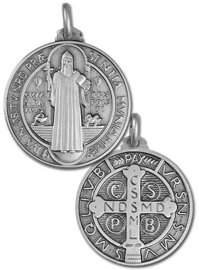 Médaille de Saint Benoit en Argent 925/1000 - 30mm (pic 1)