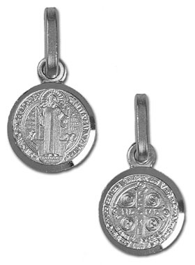 Médaille de Saint Benoit en Argent Rhodié 925/1000 - 9mm (pic 1)