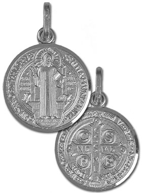 Médaille de Saint Benoit en Argent Rhodié 925/1000 - 17mm (pic 1)