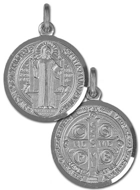 Médaille de Saint Benoit en Argent Rhodié 925/1000 - 21mm (pic 1)