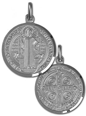 Médaille de Saint Benoit en Argent Rhodié 925/1000 - 25mm (pic 1)