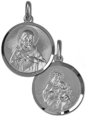 Médaille du Scapulaire en Argent Rhodié 925/1000 - 23 mm (pic 1)