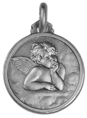 Médaille Ange-Gardien Protecteur en Argent 925/1000 - 18 mm (pic 1)