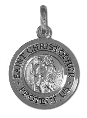 Médaille Saint Christophe en Argent Rhodié 925/1000 - 17 mm (pic 1)