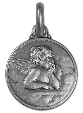 Médaille Ange-Gardien Protecteur en Argent 925/1000 - 14 mm (pic 1)