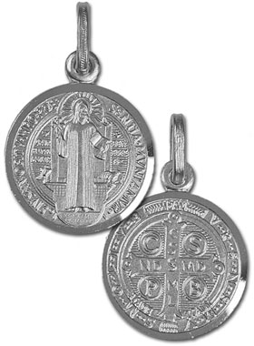 Médaille de Saint Benoit en Argent Rhodié 925/1000 - 15mm (pic 1)