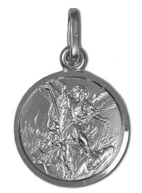 Médaille de Saint Michel en Argent Rhodié 925/1000 - 15mm (pic 1)