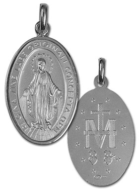 Grande Médaille Miraculeuse en Argent Rhodié 925/1000 - 33 mm (pic 1)
