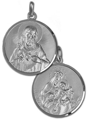 Médaille du Scapulaire en Argent Rhodié 925/1000 - 28 mm (pic 1)