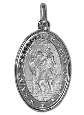 Médaille Saint Christophe en Argent Rhodié 925/1000 - 23 mm (pic 1)
