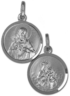 Médaille du Scapulaire en Argent Rhodié 925/1000 - 17 mm (pic 1)