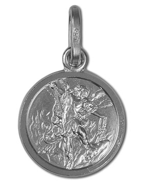 Médaille de Saint Michel en Argent Rhodié 925/1000 - 13mm (pic 1)