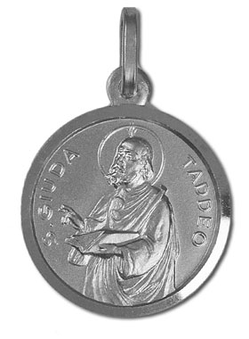 Médaille de Saint Jude en Argent Rhodié 925/1000 - 17mm (pic 1)