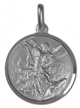 Médaille de Saint Michel en Argent Rhodié 925/1000 - 23mm (pic 1)