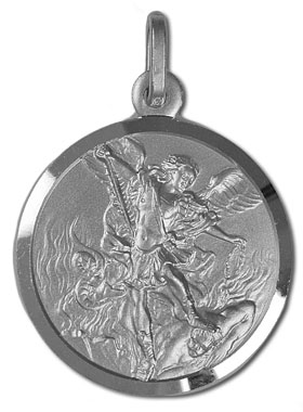 Médaille de Saint Michel en Argent Rhodié 925/1000 - 21mm (pic 1)
