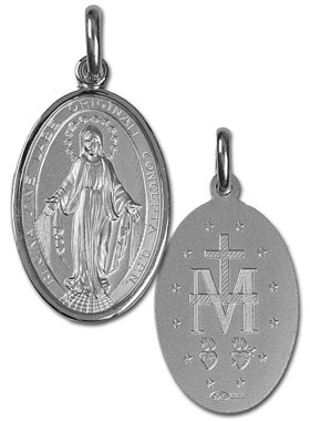Grande Médaille Miraculeuse en Argent Rhodié 925/1000 - 26 mm (pic 1)