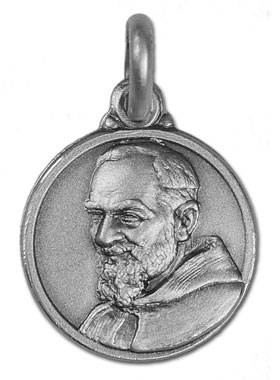 Médaille Padre Pio en Argent 925/1000 - 14 mm (pic 1)