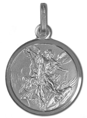 Médaille de Saint Michel en Argent Rhodié 925/1000 - 17mm (pic 1)