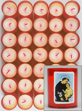 10 Bougies Veilleuses Saint Antoine de Padoue - Rouge (pic 1)