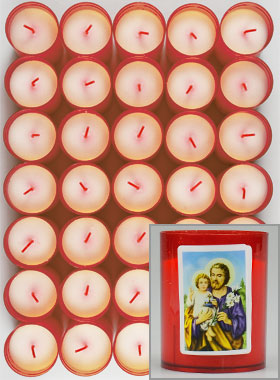 10 Bougies Veilleuses Saint Joseph - Rouge (pic 1)