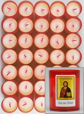 10 Bougies Veilleuses Christ Pantocrator - Rouge (pic 1)