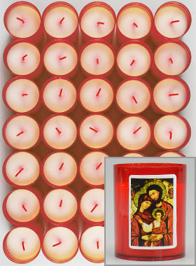 10 Bougies Veilleuses Sainte Famille - Rouge (pic 1)