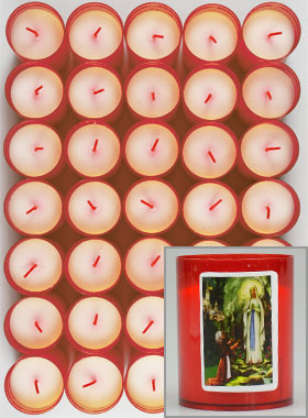 10 Bougies Veilleuses Notre Dame de Lourdes - Rouge (pic 1)