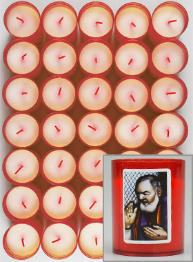 10 Bougies Veilleuses Saint Padre Pio - Rouge (pic 1)