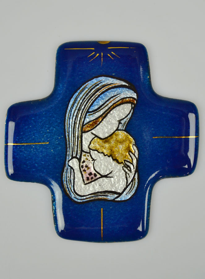 Croix de Baptême Vierge de Protection en Emaux du Liban (pic 2)