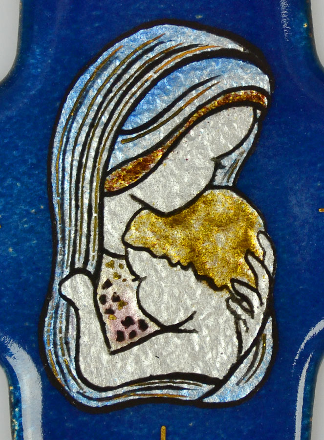 Croix de Baptême Vierge de Protection en Emaux du Liban (pic 3)