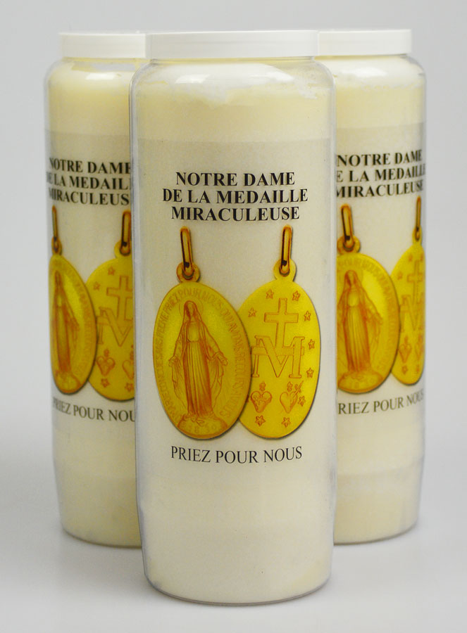 Lot de 3 Bougies de Neuvaine Médaille Miraculeuse (pic 1)