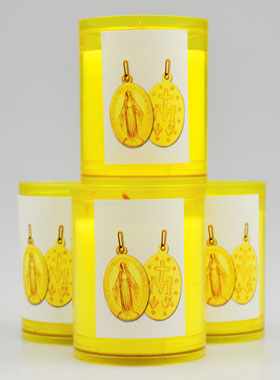 4 Bougies Veilleuses Médaille Miraculeuse - Jaune (pic 1)