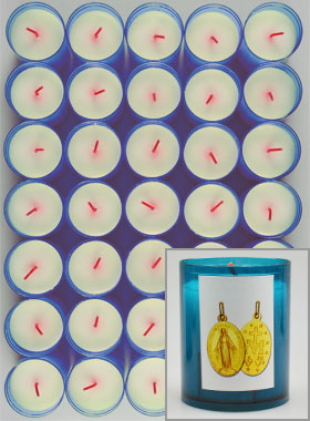 10 Bougies Veilleuses Médaille Miraculeuse Bleue (pic 1)