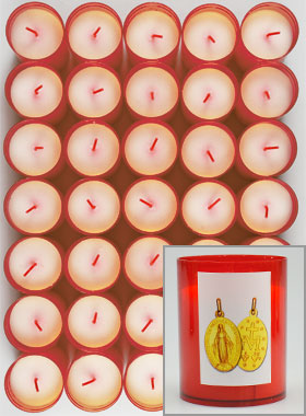 10 Bougies Veilleuses Médaille Miraculeuse Rouge (pic 1)