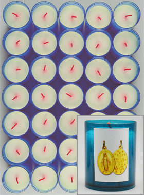 24 Bougies Veilleuses Médaille Miraculeuse Bleue (pic 1)