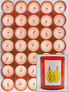 24 Bougies Veilleuses Médaille Miraculeuse Rouge (pic 1)