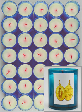 48 Bougies Veilleuses Médaille Miraculeuse Bleue (pic 1)