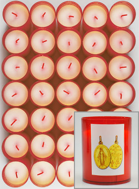 48 Bougies Veilleuses Médaille Miraculeuse Rouge (pic 1)