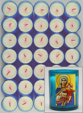 24 Bougies Veilleuses Notre Dame du Rosaire Bleue (pic 1)