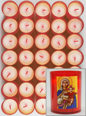 24 Bougies Veilleuses Notre Dame du Rosaire Rouge (pic 1)