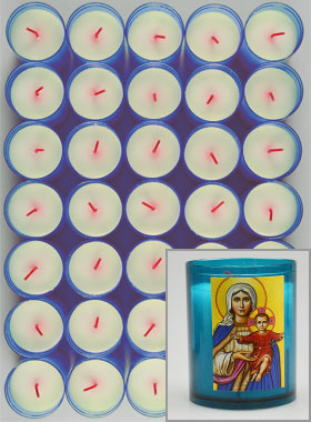 48 Bougies Veilleuses Notre Dame du Rosaire Bleue (pic 1)