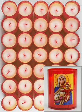 48 Bougies Veilleuses Notre Dame du Rosaire Rouge (pic 1)